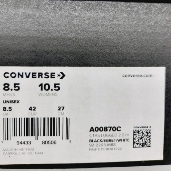 New Converse Chuck Taylor All Star Lugged 2.0 Size 8.5 Men's Shoes - Picture 7 of 7